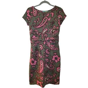 Boden, Dress, Roma Floral Paisley Ponte,  Short Sleeve, Women's size 6R, L- 36 I